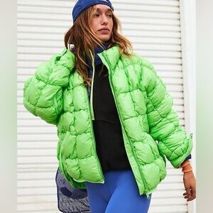 Free People Bright Green Puffer Jacket